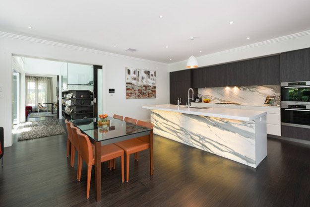 Illuminating Marble Kitchen Island is a Stunning Feature