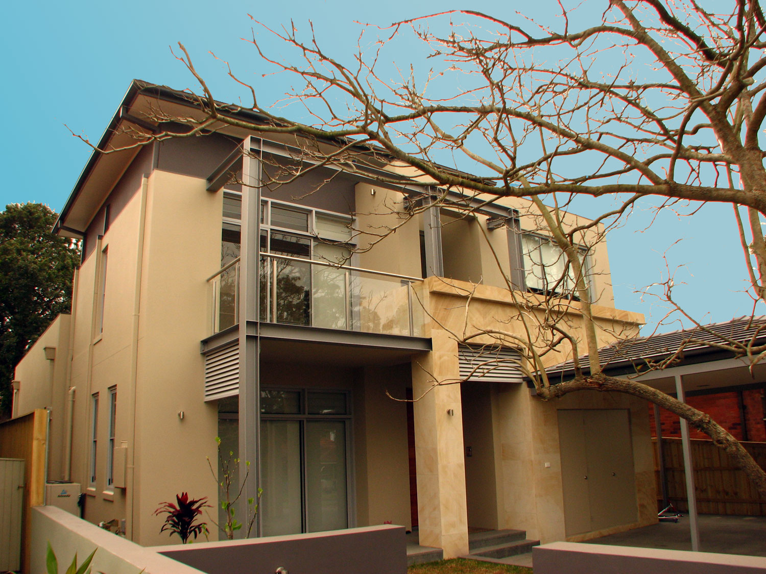 View of modern house exterior in cream