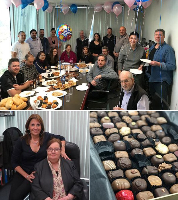Team photo with farewell balloons