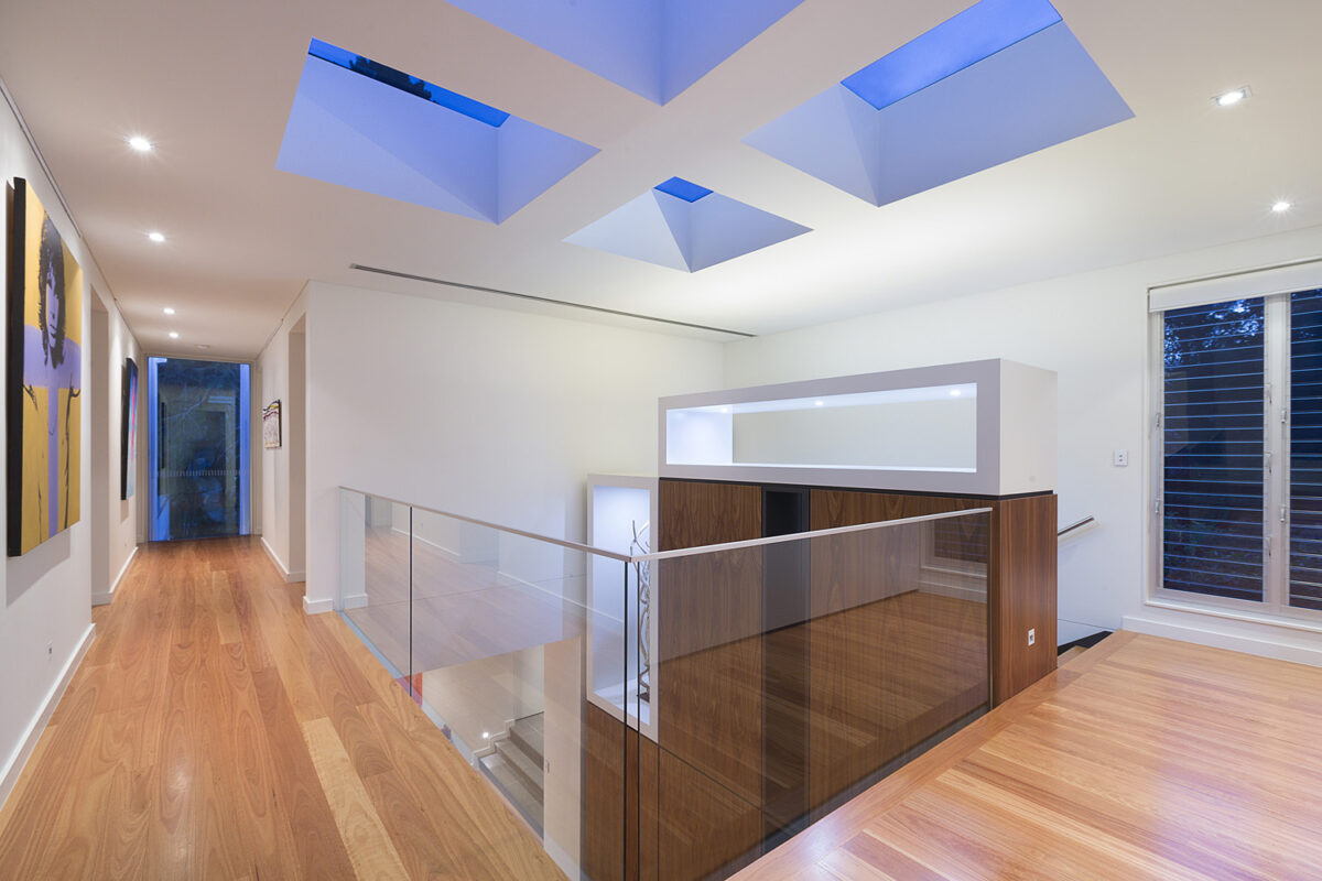 Wahroonga Modern: Dramatic skylights above staircase