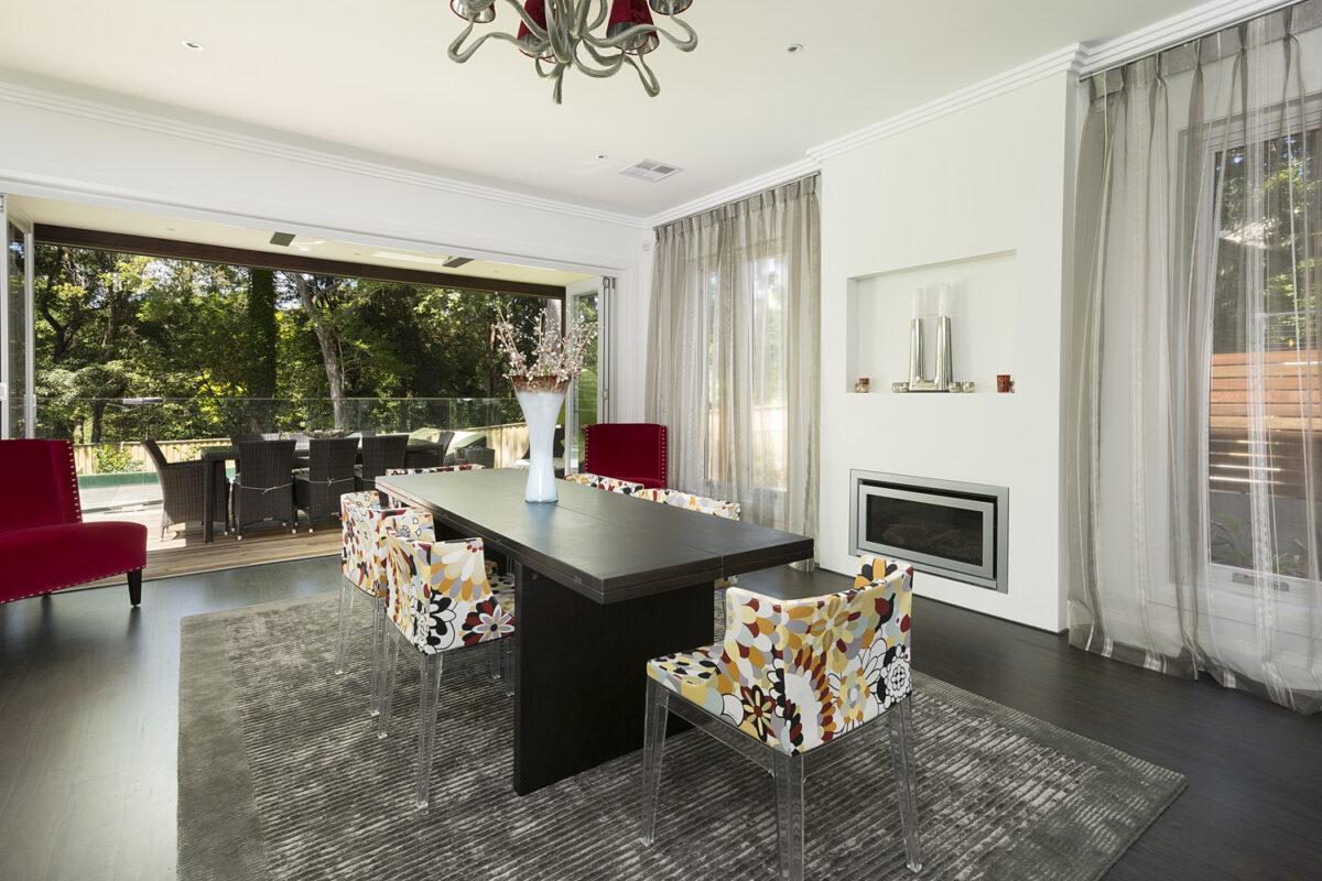 Warrawee Neo-Georgian: living area with fireplace