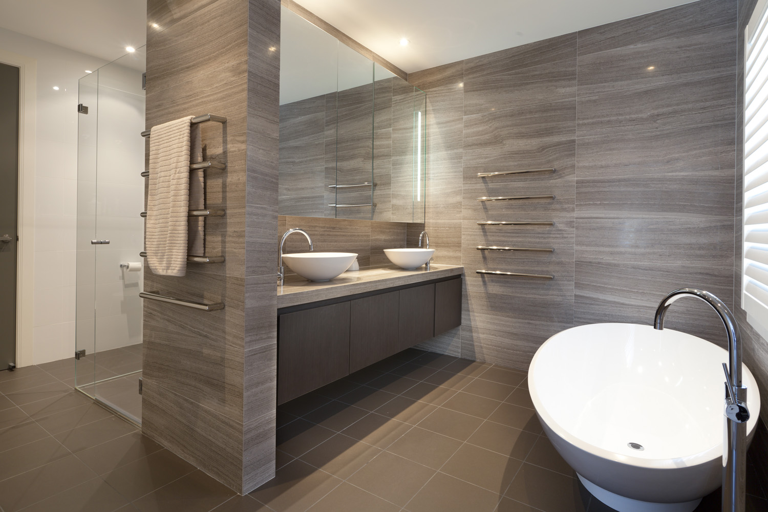 Hunters Hill Modern Traditional: bathroom with freestanding tub