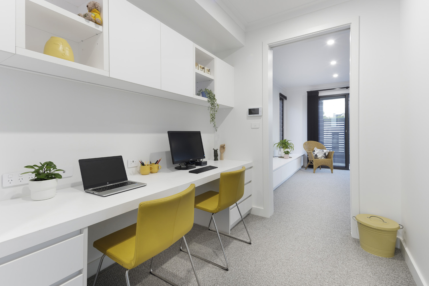 Glenhaven Contemporary Industrial: bright built-in study desk room