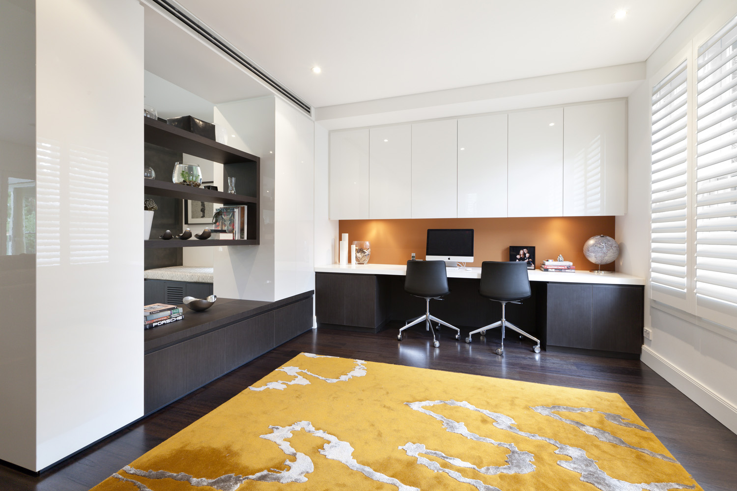 Hunters Hill Modern Traditional: study room with inbuilt cabinetry