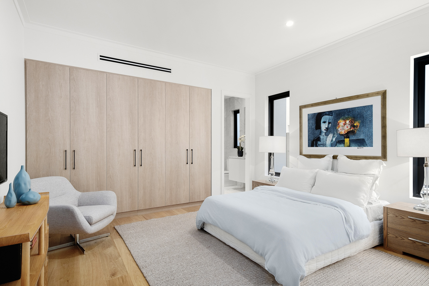 Greenwich Contemporary: bedroom with built-in wardrobe