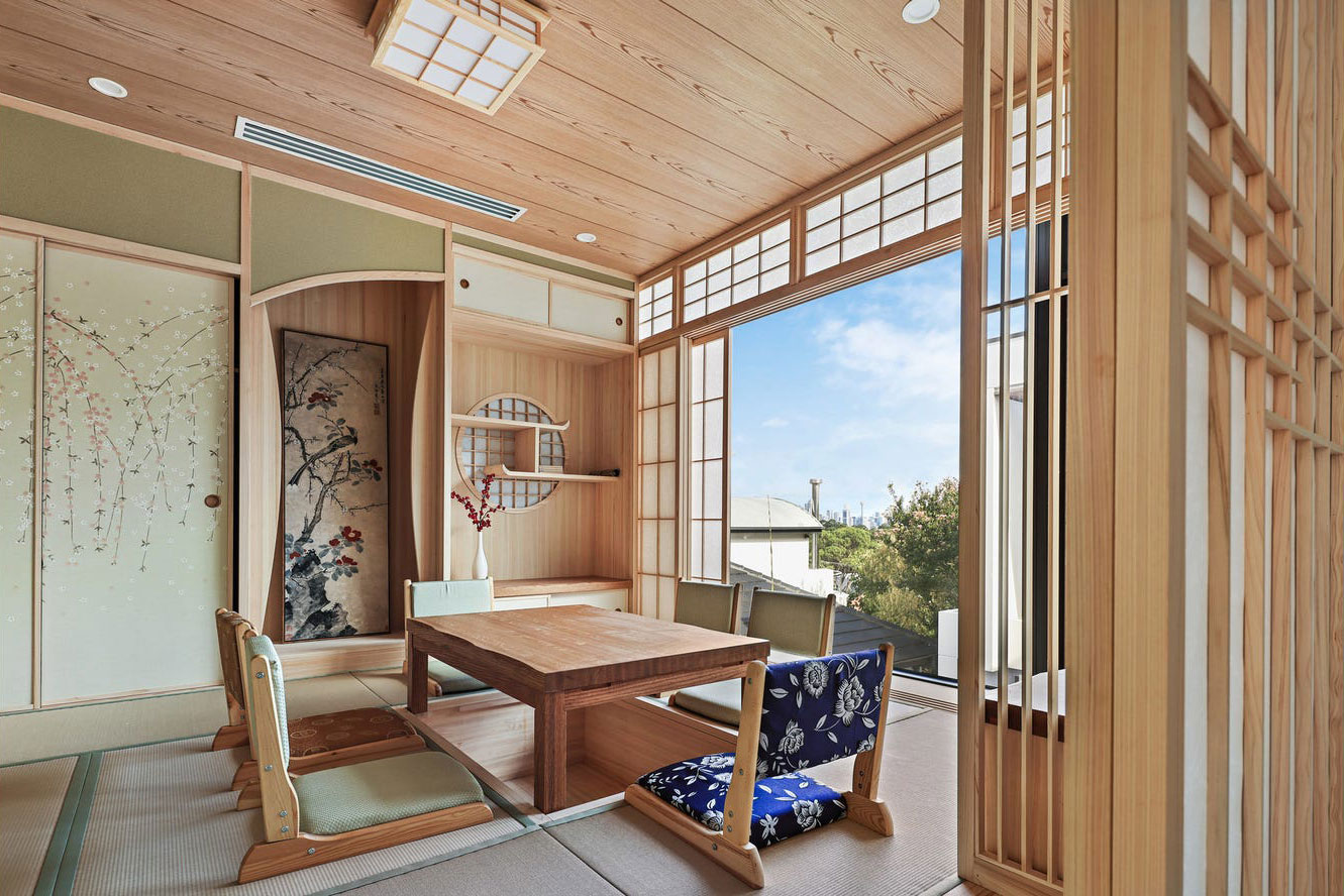 Greenwich Ultra Modern: wooden japanese-inspired tearoom