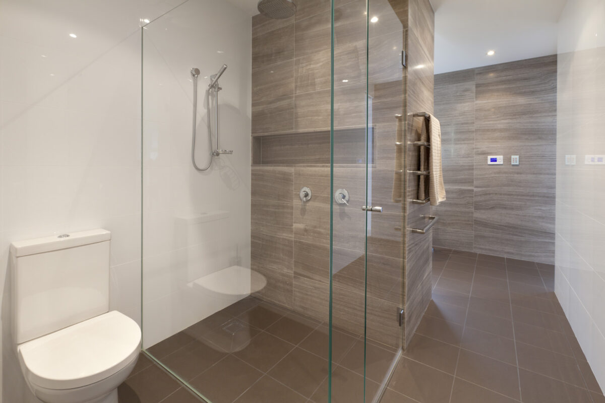 Hunters Hill Modern Traditional: Bathroom with frameless shower